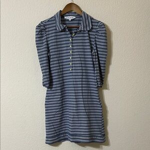 Buru Striped Puff Sleeve Shirt Dress Coastal Women’s M